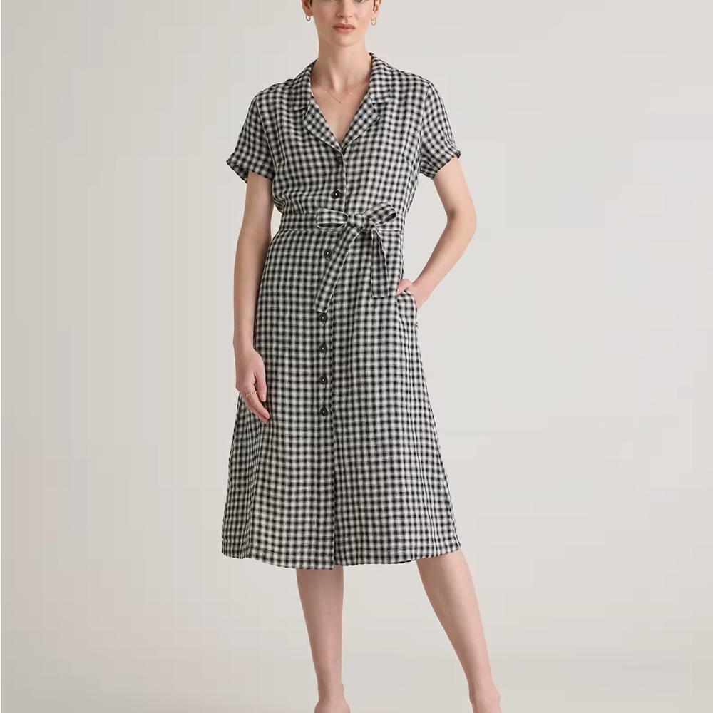Quince 100% European Linen Button Front Dress